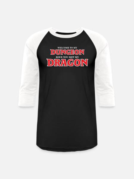 DUNGEON DRAGON retro - Unisex Baseball T-Shirt - black/white