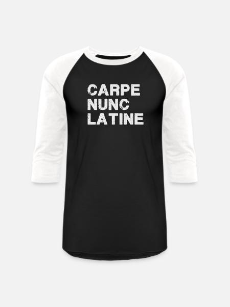Seize The Moment! (Latin) - Unisex Baseball T-Shirt - black/white