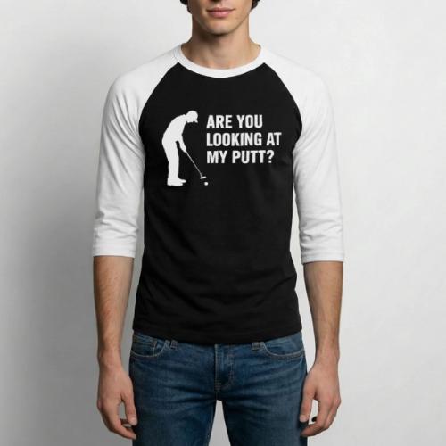 Golf Gift for Dad - Putt Harder Funny Graphic Tee - Unisex Baseball T-Shirt