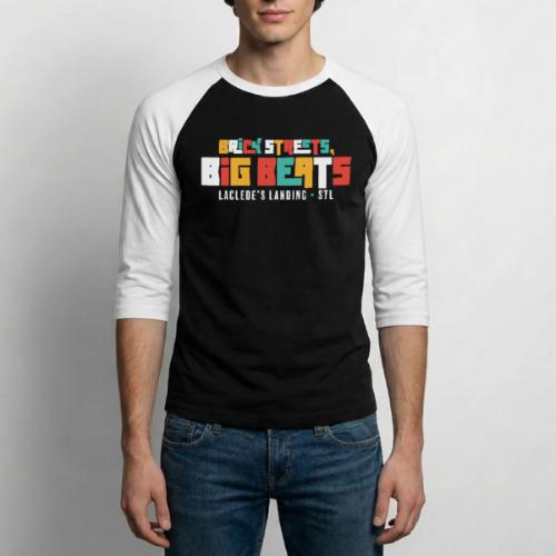 Brick Streets, Big Beats - Dark - Unisex Baseball T-Shirt