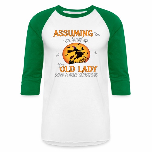 Old Lady Witch Broomstick Black Cat Bats Spider. - Unisex Baseball T-Shirt