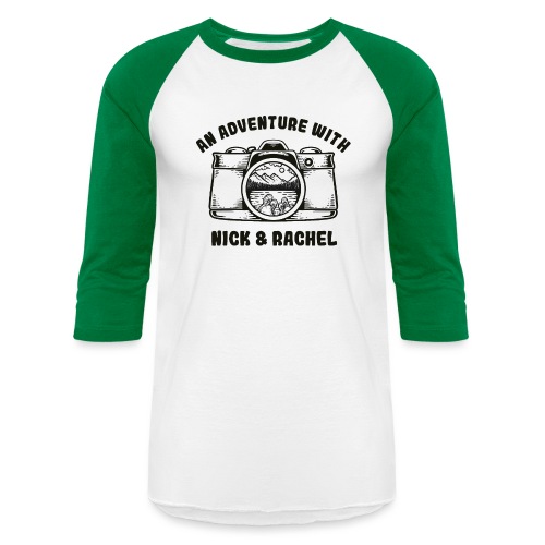 Nick & Rachel Black & White Logo - Unisex Baseball T-Shirt