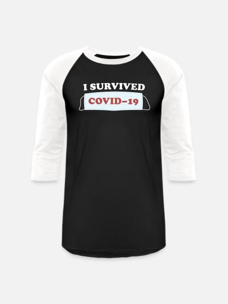 I SURVIVED COVID19 blue - Unisex Baseball T-Shirt - black/white