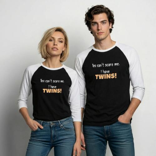 Cant Scare Me Twins - Unisex Baseball T-Shirt