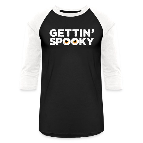 Gettin Spooky Logo White on transparent - Unisex Baseball T-Shirt