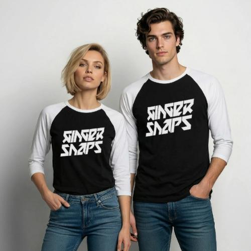 Ginger Snap5 logo (two lines white) - Unisex Baseball T-Shirt
