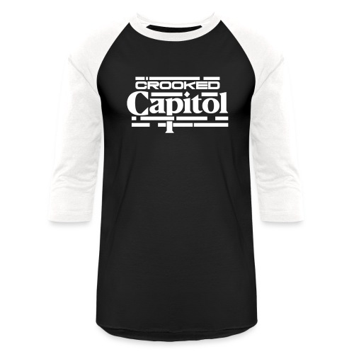 Crooked Capitol Logo White - Unisex Baseball T-Shirt