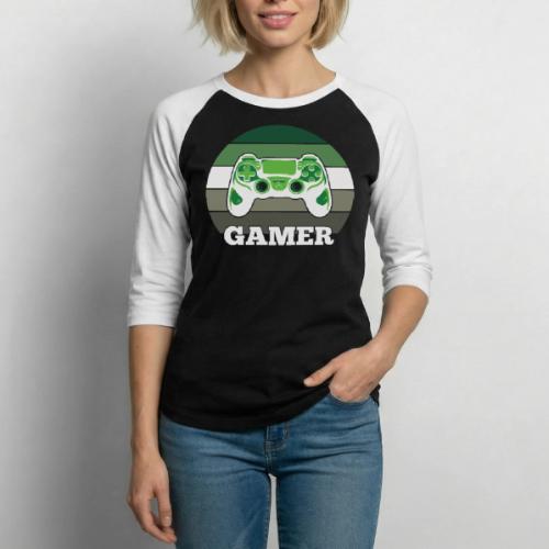 Green Sunset Gamer - Unisex Baseball T-Shirt