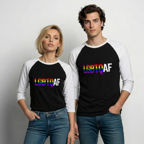 LGBTQ AF LGBTQ as Fuck Rainbow Pride Flag - Unisex Baseball T-Shirt
