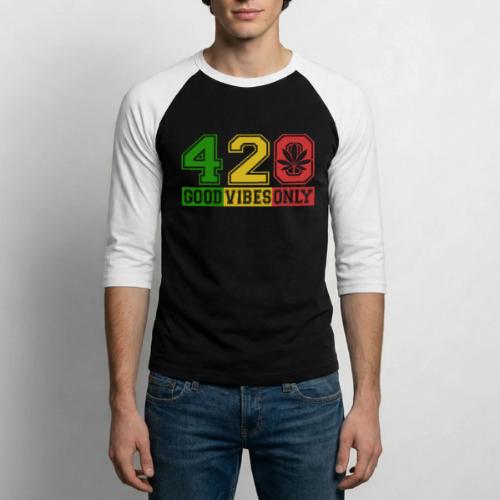 Witty 420 GoodVibes Herb Weed Marijuana Design - Unisex Baseball T-Shirt