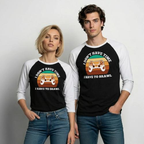 No Time, Have to Brawl! - Unisex Baseball T-Shirt