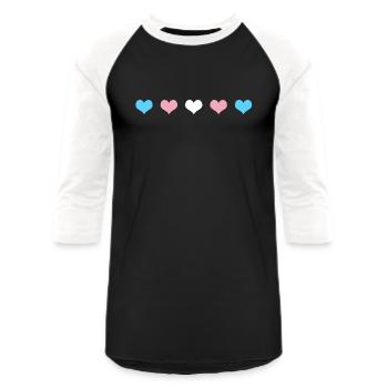 Trans Pride - Unisex Baseball T-Shirt - black/white - Front - AI Model Female 172 light (172cm) & AI Model Male 178 light (178cm)