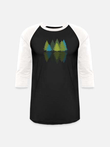 Forest Pine Trees - Unisex Baseball T-Shirt - black/white