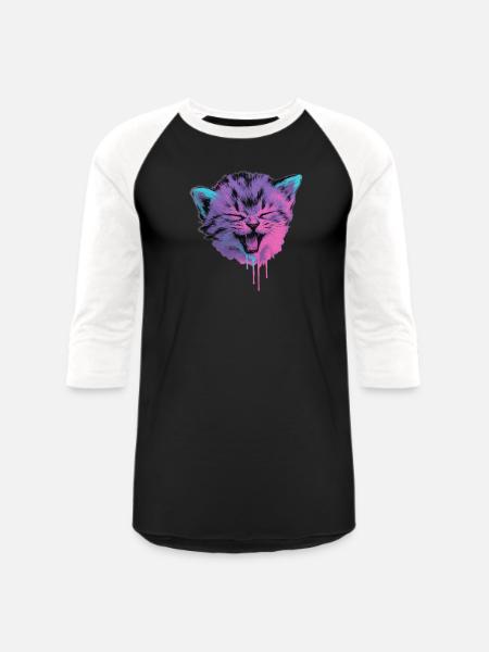 Neon Cat Splash - Unisex Baseball T-Shirt - black/white