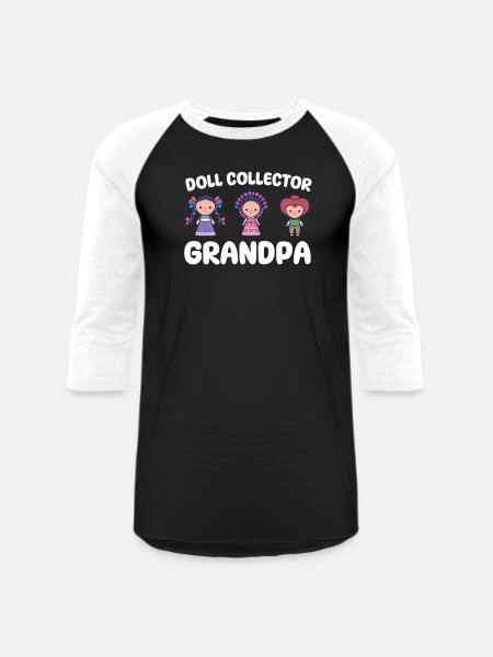 Doll Collector Grandpa - Unisex Baseball T-Shirt - black/white