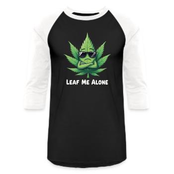 Leaf me Alone Funny Weed Leaf - Unisex Baseball T-Shirt - black/white - Front - AI Model Female 172 light (172cm) & AI Model Male 178 light (178cm)