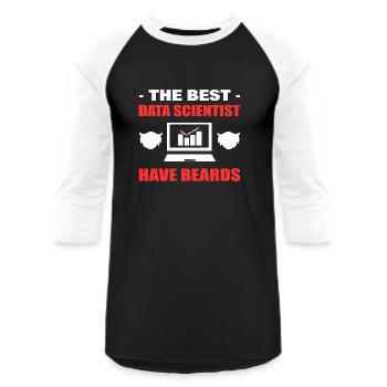Have Beards Nerd or Intelligent Gift - Unisex Baseball T-Shirt - black/white - Front - AI Model Female 172 light (172cm) & AI Model Male 178 light (178cm)