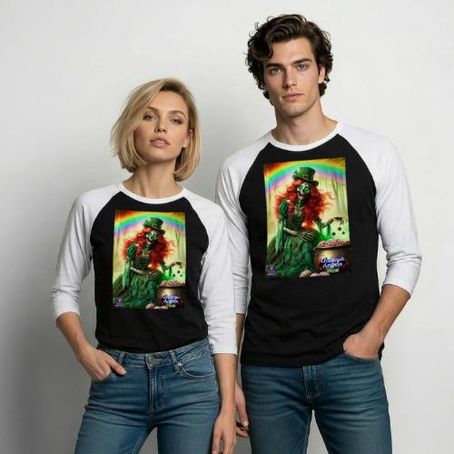 Fiona Undead Angel Leprechaun Queen #DFZ-007B - Unisex Baseball T-Shirt
