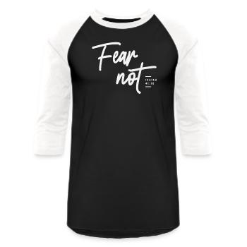 Fear Not Isaiah 41:10 Bible Verse Christian - Unisex Baseball T-Shirt - black/white - Front - AI Model Female 172 light (172cm) & AI Model Male 178 light (178cm)