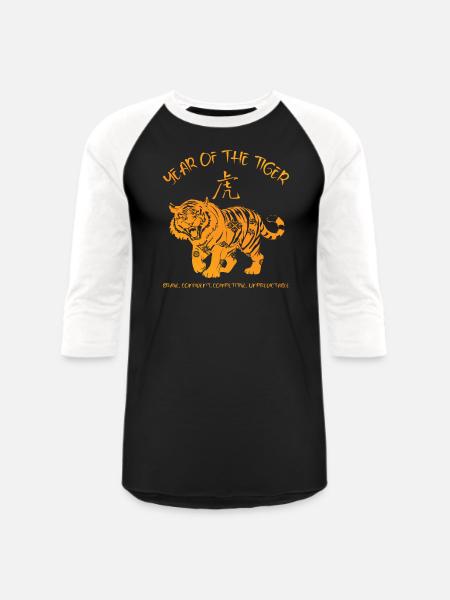 Chinese New Year Of Tiger Chinese Zodiac - Unisex Baseball T-Shirt - black/white