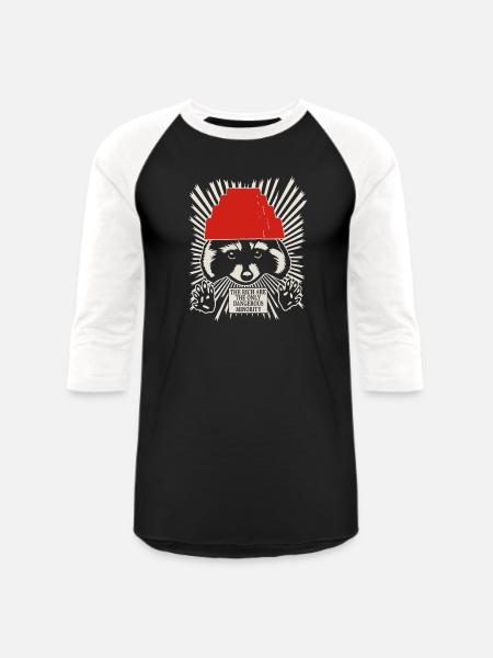 Raccoon DEVO Hat Poster – Bold Political Art Print - Unisex Baseball T-Shirt - black/white
