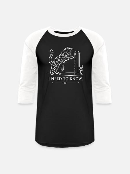 Curious Bengal Cat - Unisex Baseball T-Shirt - black/white