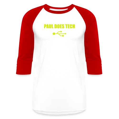 Paul Does Tech Yellow Logo With USB (MERCH) - Unisex Baseball T-Shirt