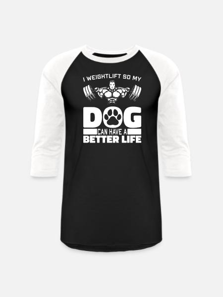 Weightlifting Weightlifter Dog - Unisex Baseball T-Shirt - black/white