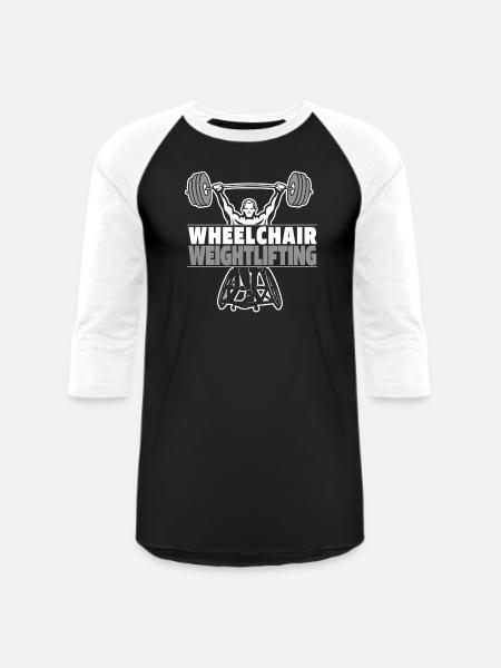 Weightlifting Weightlifter Wheelchair - Unisex Baseball T-Shirt - black/white