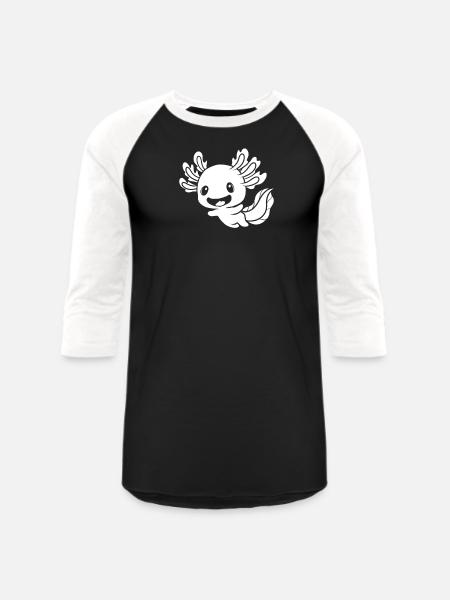 Axolotl Salamander Cute - Unisex Baseball T-Shirt - black/white