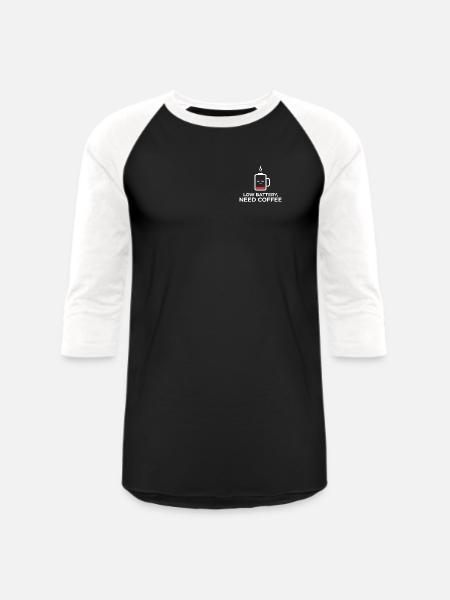 Low Battery Coffee Mug Illustration - Unisex Baseball T-Shirt - black/white