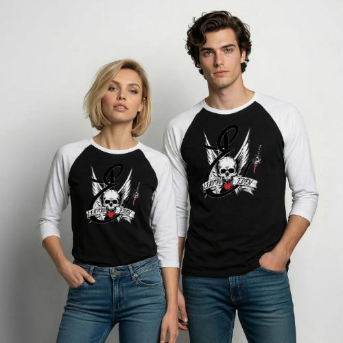 Leaving Eden Skull Logo - Unisex Baseball T-Shirt