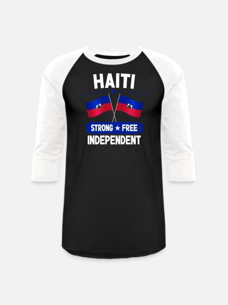 Haiti - Unisex Baseball T-Shirt - black/white