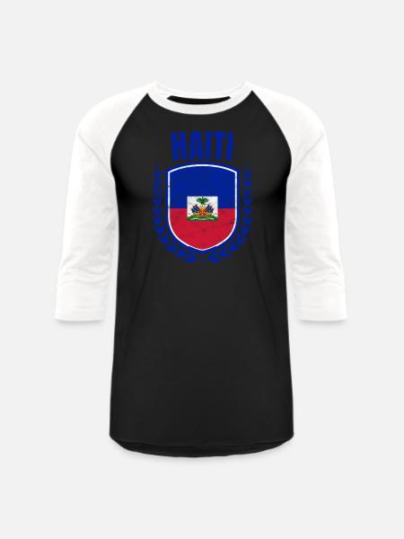 Haiti - Unisex Baseball T-Shirt - black/white