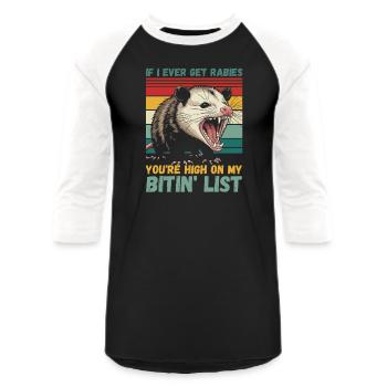 If I Ever Get Rabies, You're High on My Bitin' Lis - Unisex Baseball T-Shirt - black/white - Front - AI Model Female 172 light (172cm) & AI Model Male 178 light (178cm)