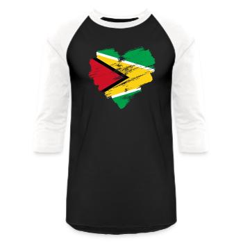 Guyana - Unisex Baseball T-Shirt - black/white - Front - AI Model Female 172 light (172cm) & AI Model Male 178 light (178cm)