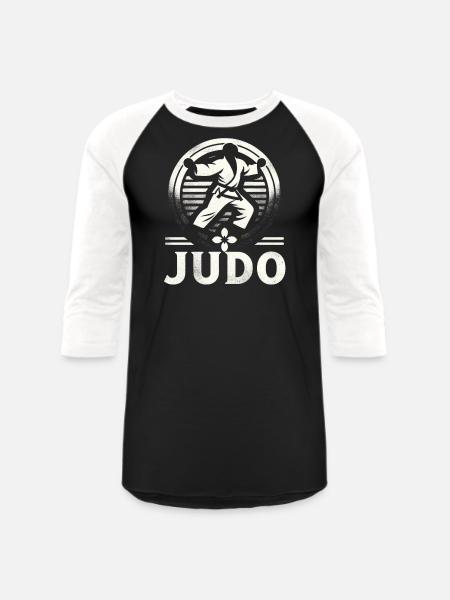 Judo Mastery Combat Emblem - Unisex Baseball T-Shirt - black/white