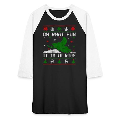 Oh What Fun Snowmobile Ugly Sweater style - Unisex Baseball T-Shirt