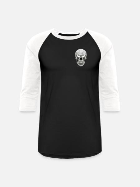 Cracked Skull Chrome Gaze - Unisex Baseball T-Shirt - black/white