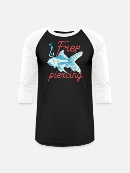 Fishing Free Piercing - Unisex Baseball T-Shirt - black/white