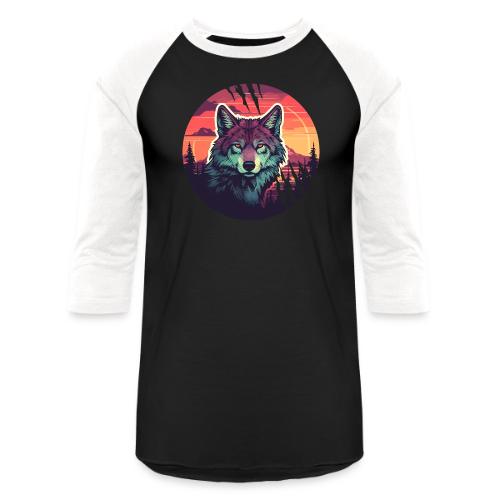 Colorful Wolf Stare - Unisex Baseball T-Shirt