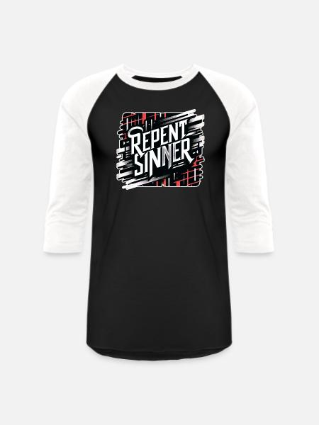 Repent Sinner 18 - Unisex Baseball T-Shirt - black/white