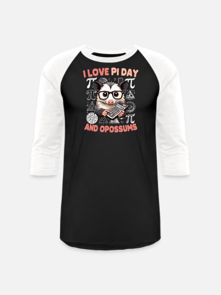 Pi Day Opossum - Unisex Baseball T-Shirt - black/white