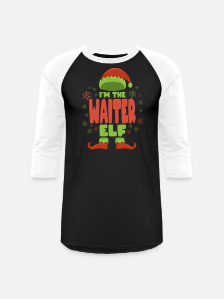 Waiter Christmas Elf - Unisex Baseball T-Shirt - black/white