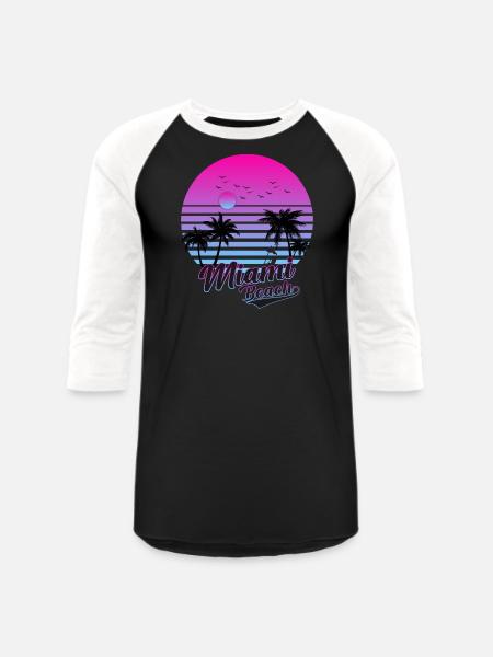 Miami Beach - Unisex Baseball T-Shirt - black/white