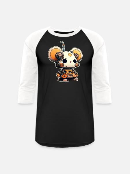 Mouse Robot - Unisex Baseball T-Shirt - black/white