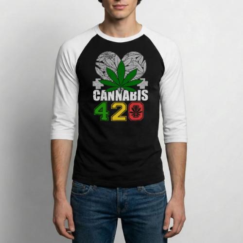 Clever 420 Smoker World Weed Marijuana Design - Unisex Baseball T-Shirt
