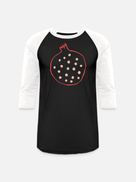 Pomegranate And Seeds - Unisex Baseball T-Shirt - black/white