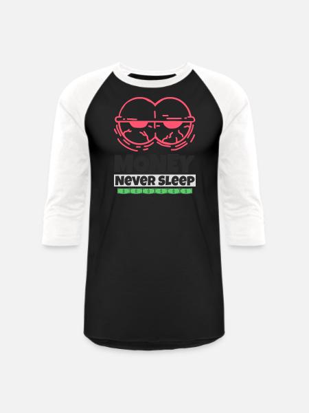 Money Never Sleep - Unisex Baseball T-Shirt - black/white