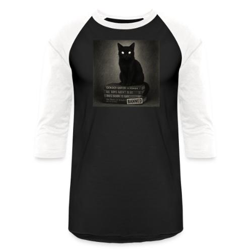 Cat on Banned Books - Unisex Baseball T-Shirt